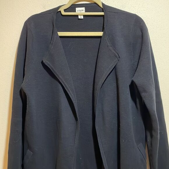 J. Crew Vanessa Sweater Jacket Black Cardigan Open Front Pockets Small AC819 - Picture 4 of 11